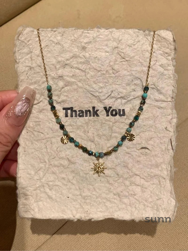 Janessa Vintage Sunflower Pendant Necklace