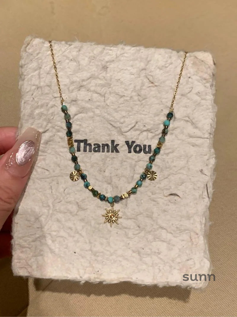 Janessa Vintage Sunflower Pendant Necklace