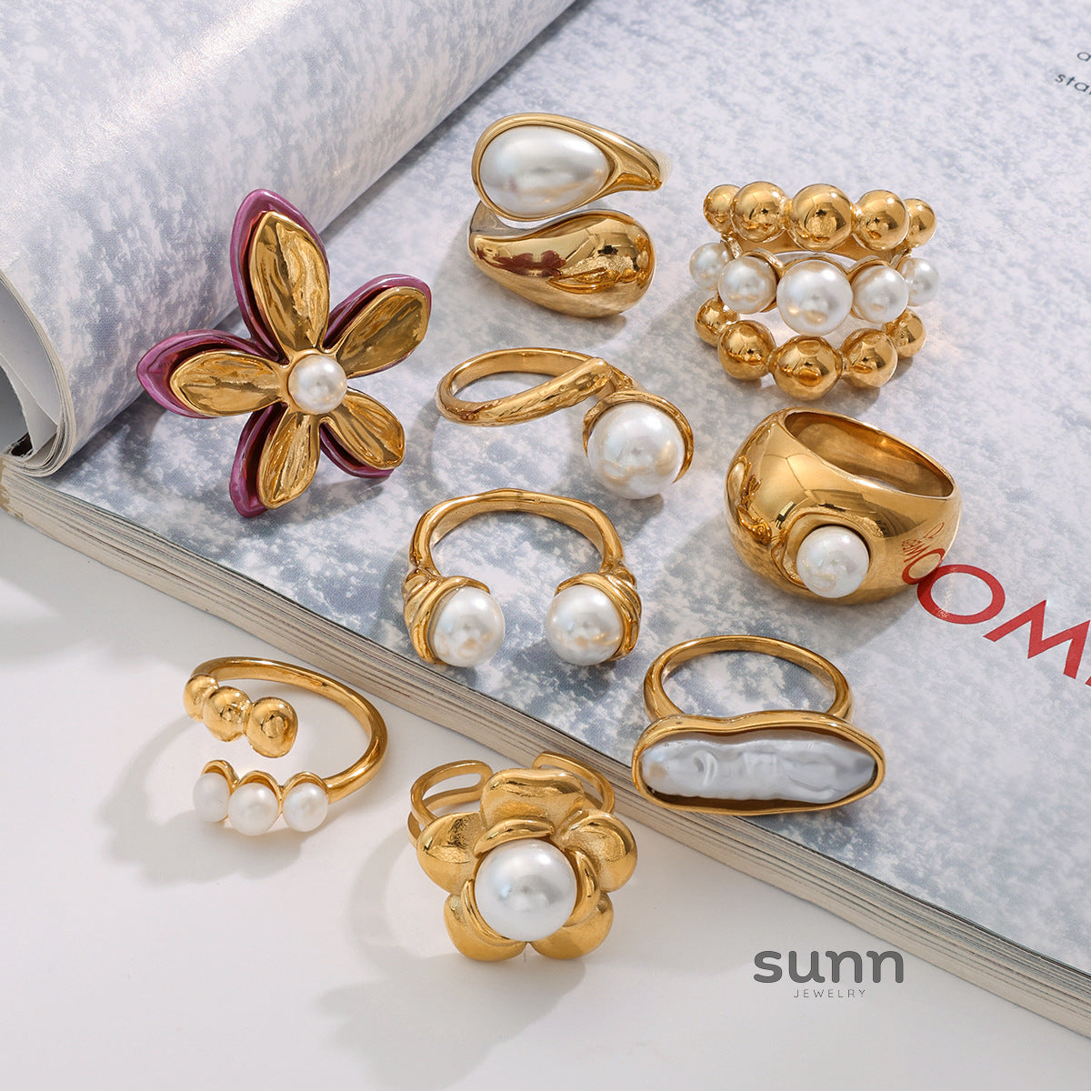 Janiah Pearl Stacking Rings [Z86WAX09]