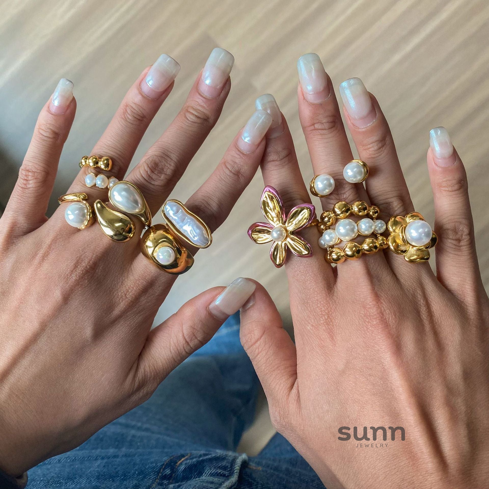 Janiah Pearl Stacking Rings [MNW34TM0]
