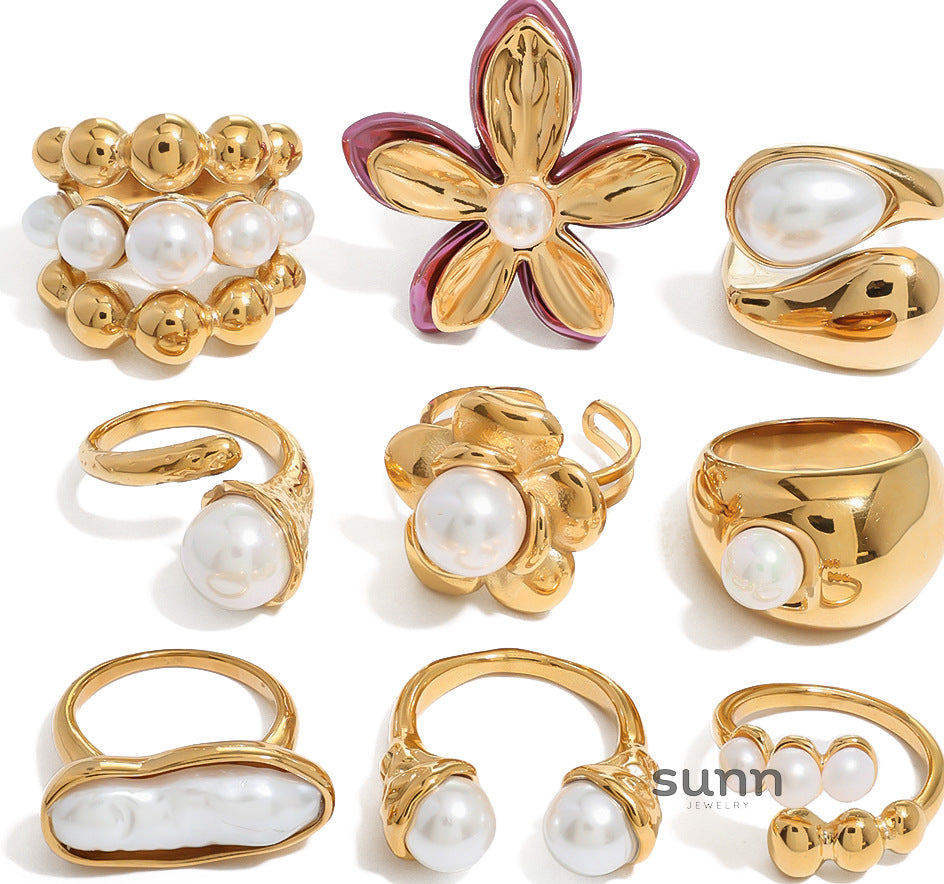 Janiah Pearl Stacking Rings [3BRIWJQF]