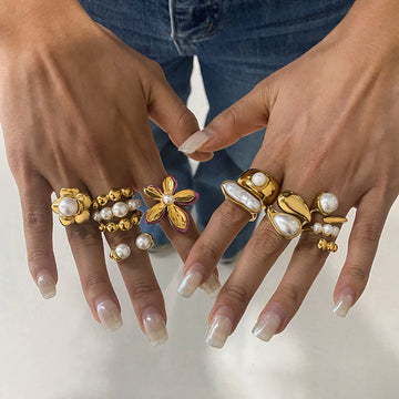 Janiah Pearl Stacking Rings [M3ZL34KB]