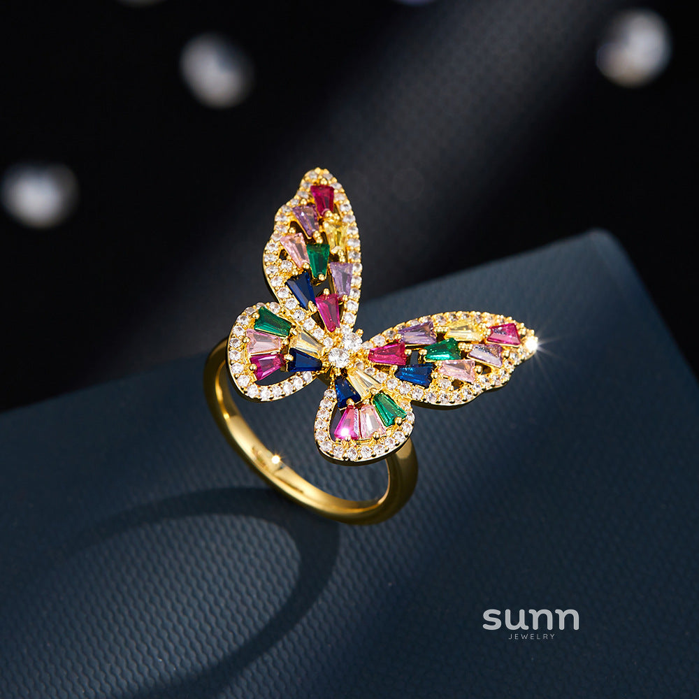 Janice Micro-Inlaid Butterfly Ring [ZEN4K3F0]