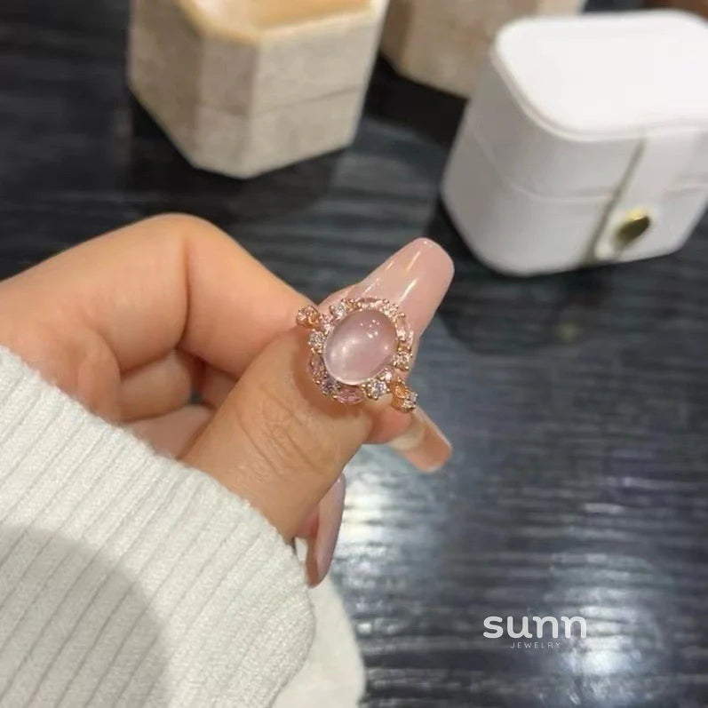 Janyah Rose Quartz Halo Ring