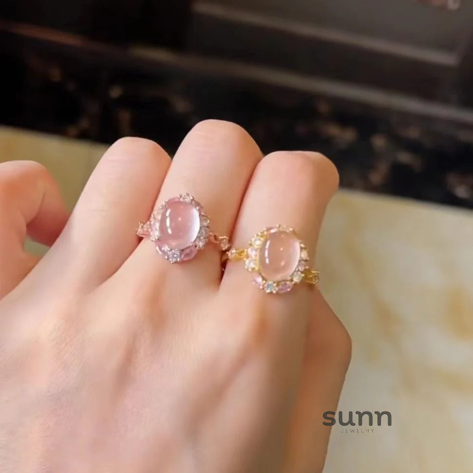 Janyah Rose Quartz Halo Ring