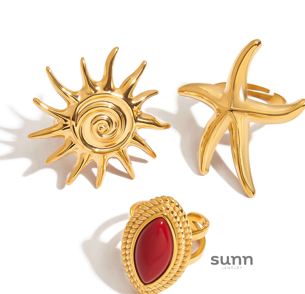 Jaretzi Red Agate Ring Set [A2260DEE]