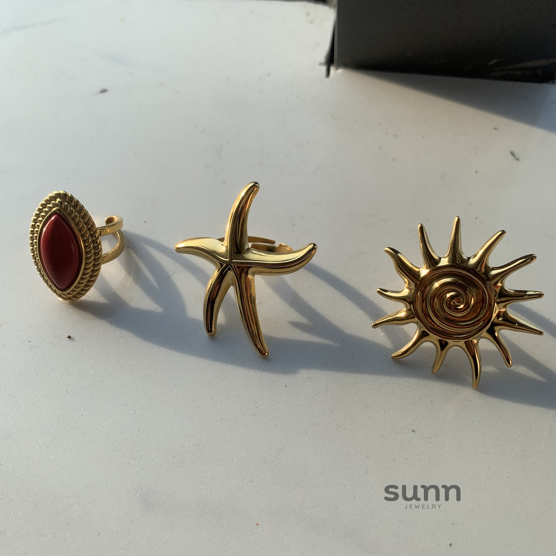 Jaretzi Red Agate Ring Set [P7PW8FUY]