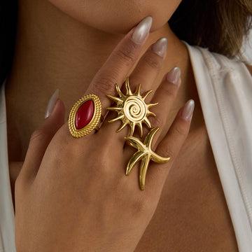 Jaretzi Red Agate Ring Set [YWWJ38RB]