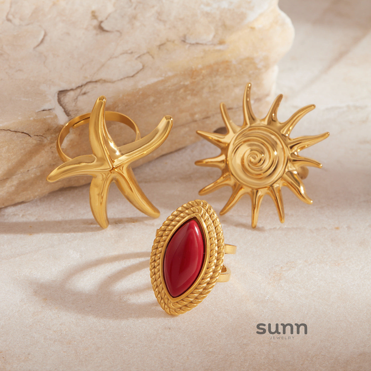 Jaretzi Red Agate Ring Set [9WD91169]
