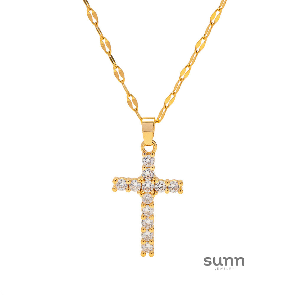 Jasey Zircon Cross Necklace [WY982DHI]