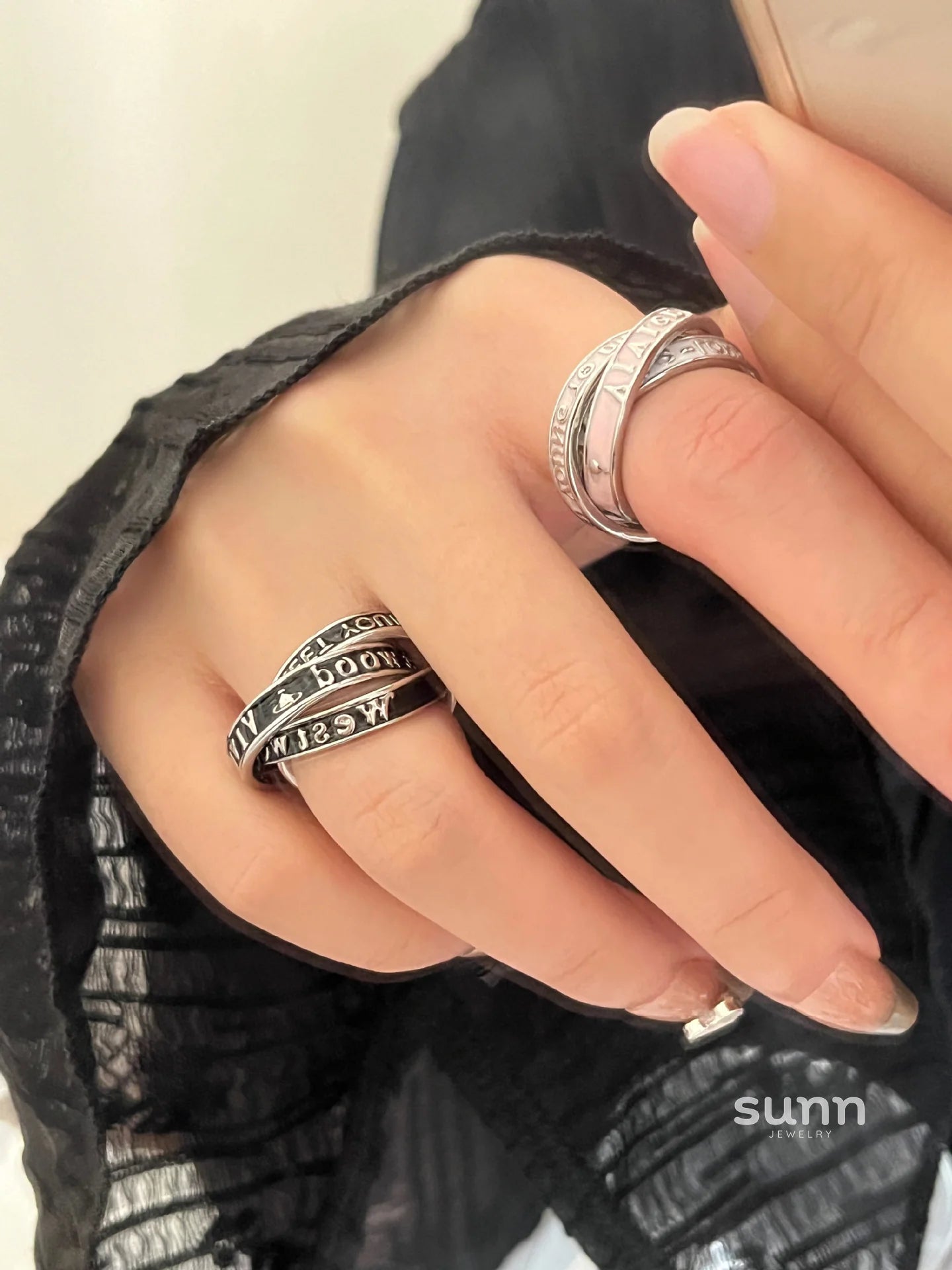 Jaslene Enamel Letter Band Ring