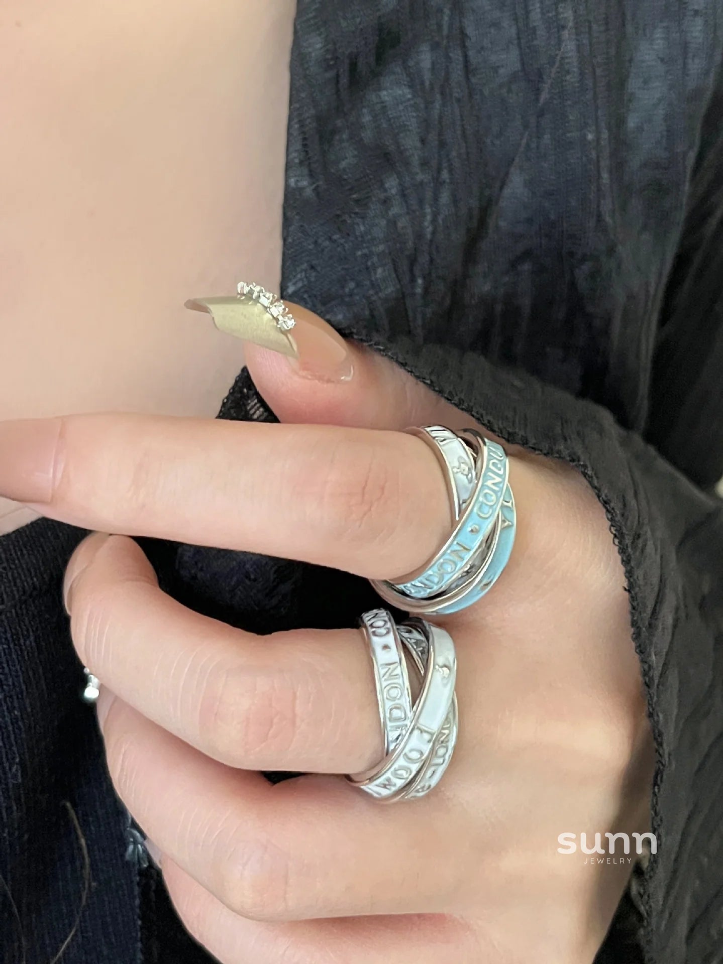 Jaslene Enamel Letter Band Ring