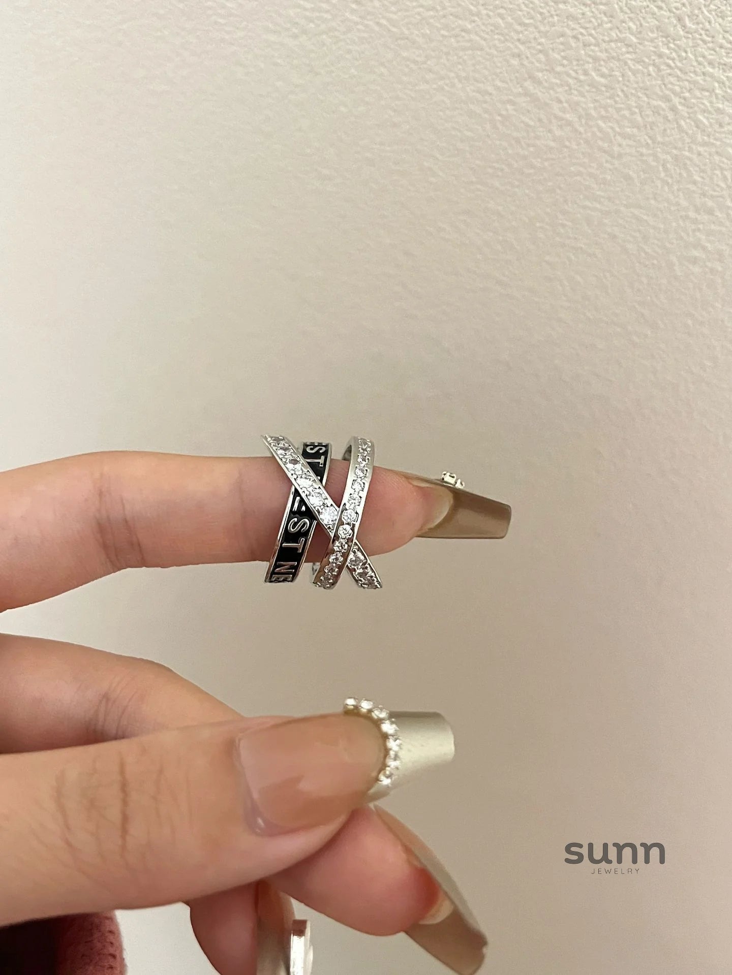 Jaslene Enamel Letter Band Ring