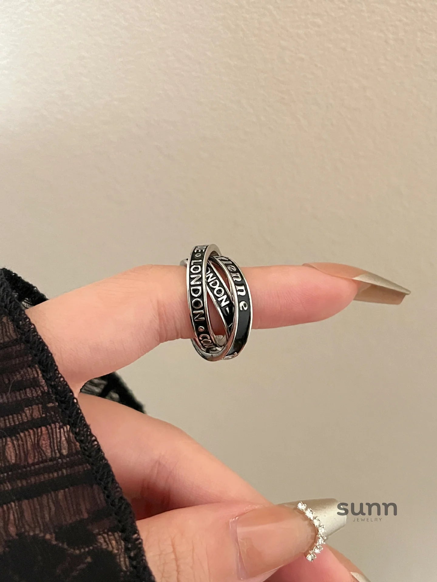 Jaslene Enamel Letter Band Ring