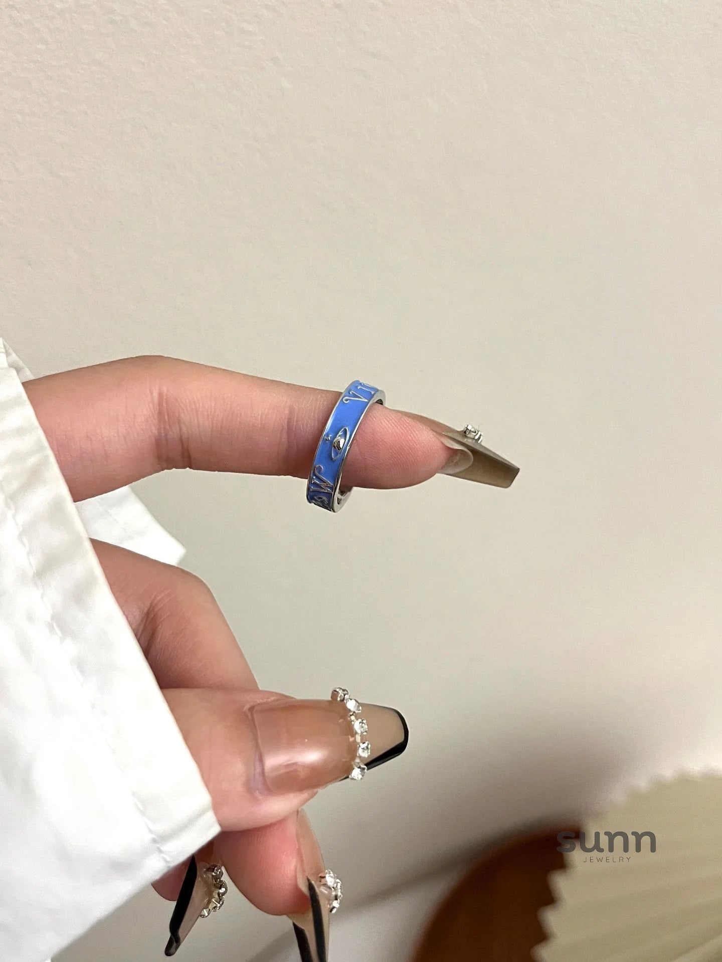 Jaslene Enamel Letter Band Ring