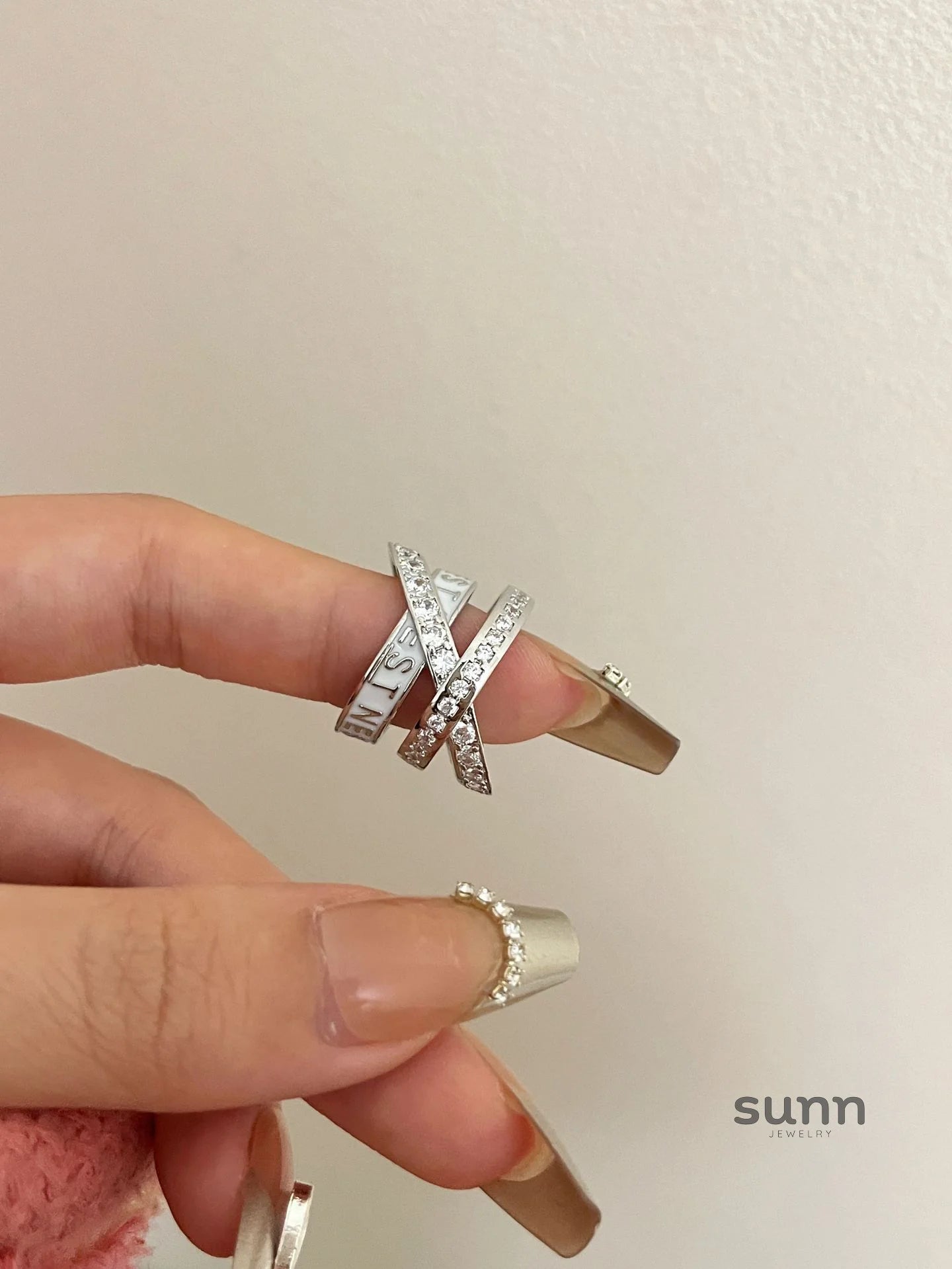 Jaslene Enamel Letter Band Ring