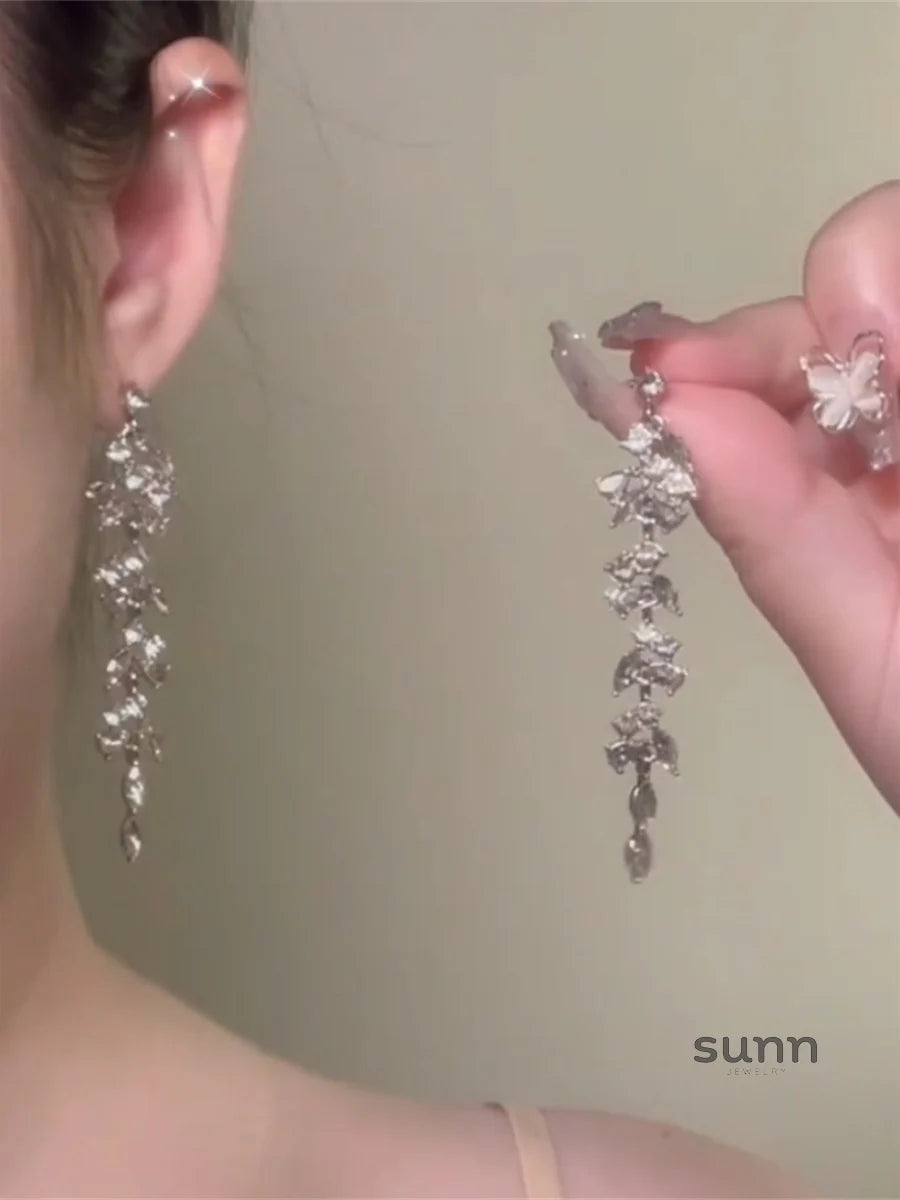 Jasmine Zircon Tassel Earrings