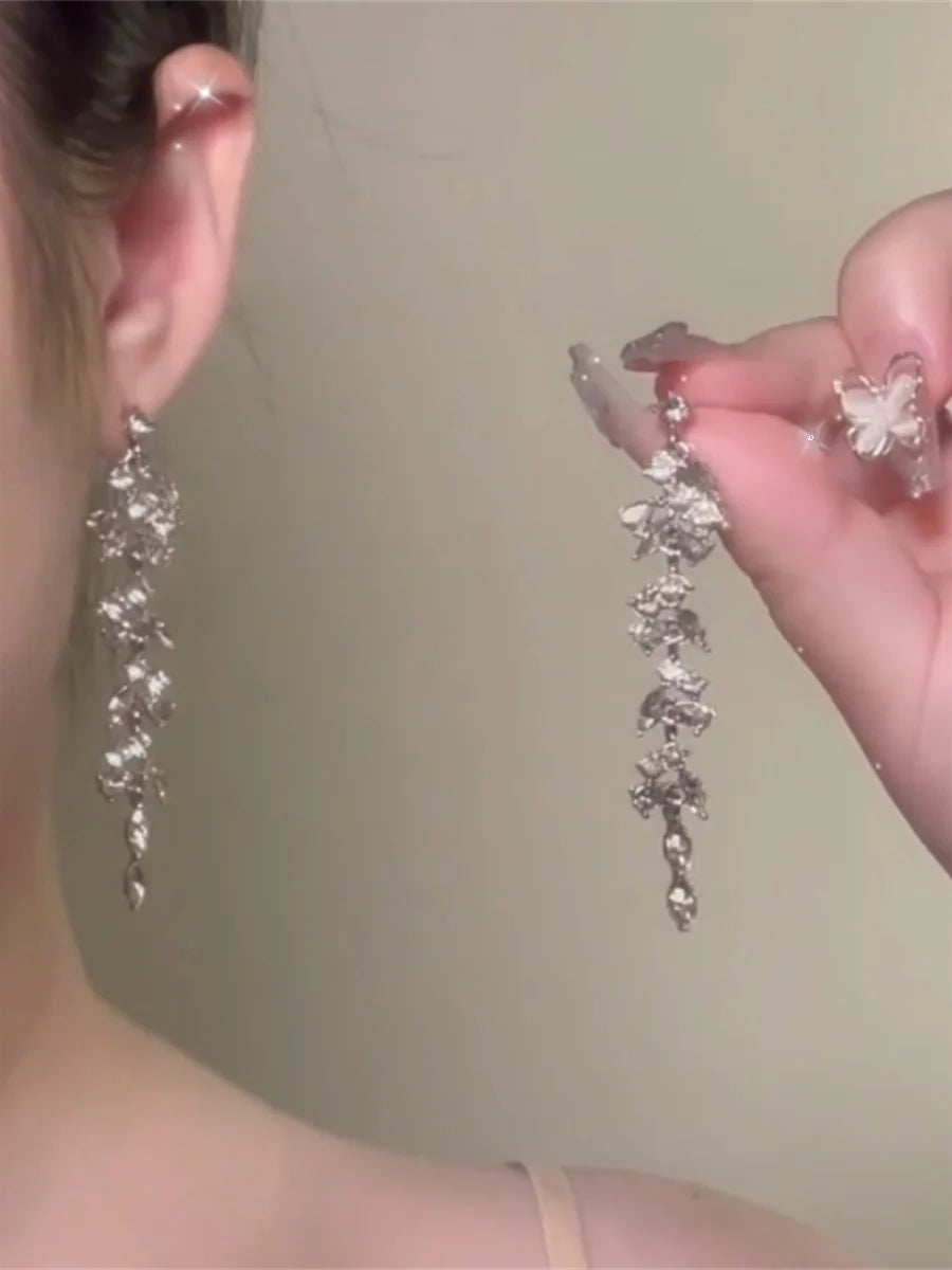 Jasmine Zircon Tassel Earrings