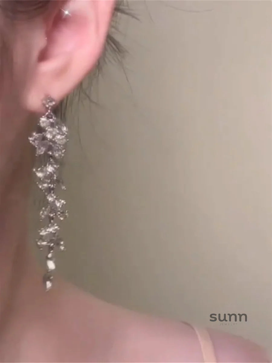 Jasmine Zircon Tassel Earrings