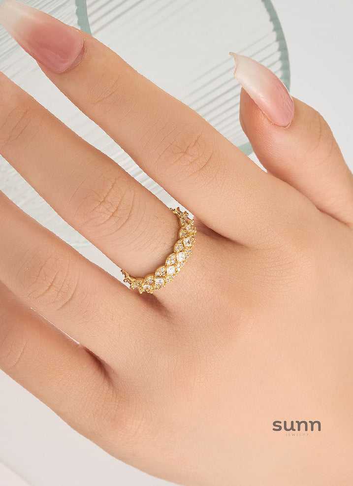 Jaxyn Pave Rhombus Open Ring [71AMLGYM]