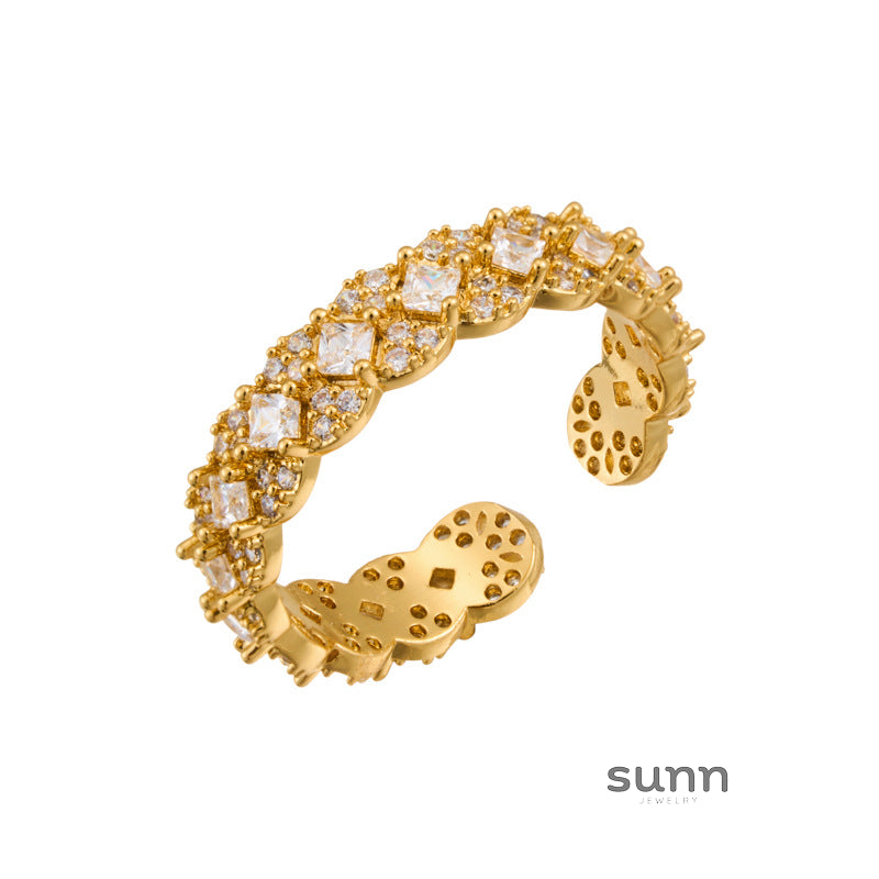 Jaxyn Pave Rhombus Open Ring [791MDEMZ]