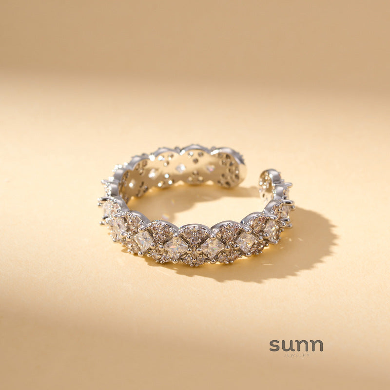 Jaxyn Pave Rhombus Open Ring [JMUS01V8]