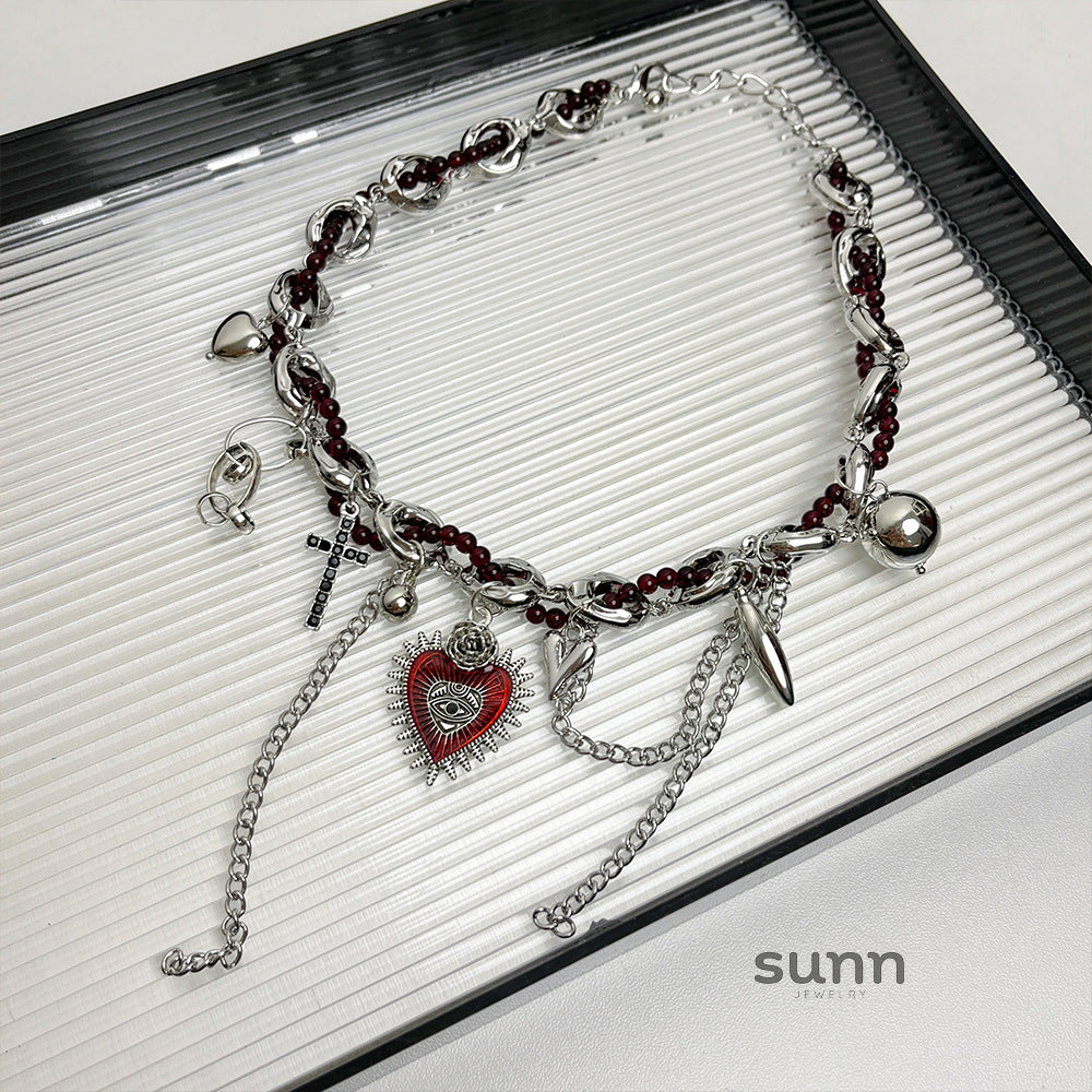 Jayani Layered Heart Tassel Necklace [TGTYA6OP]