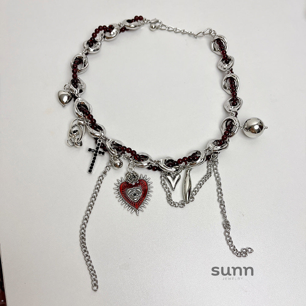 Jayani Layered Heart Tassel Necklace [V9T6R4F9]