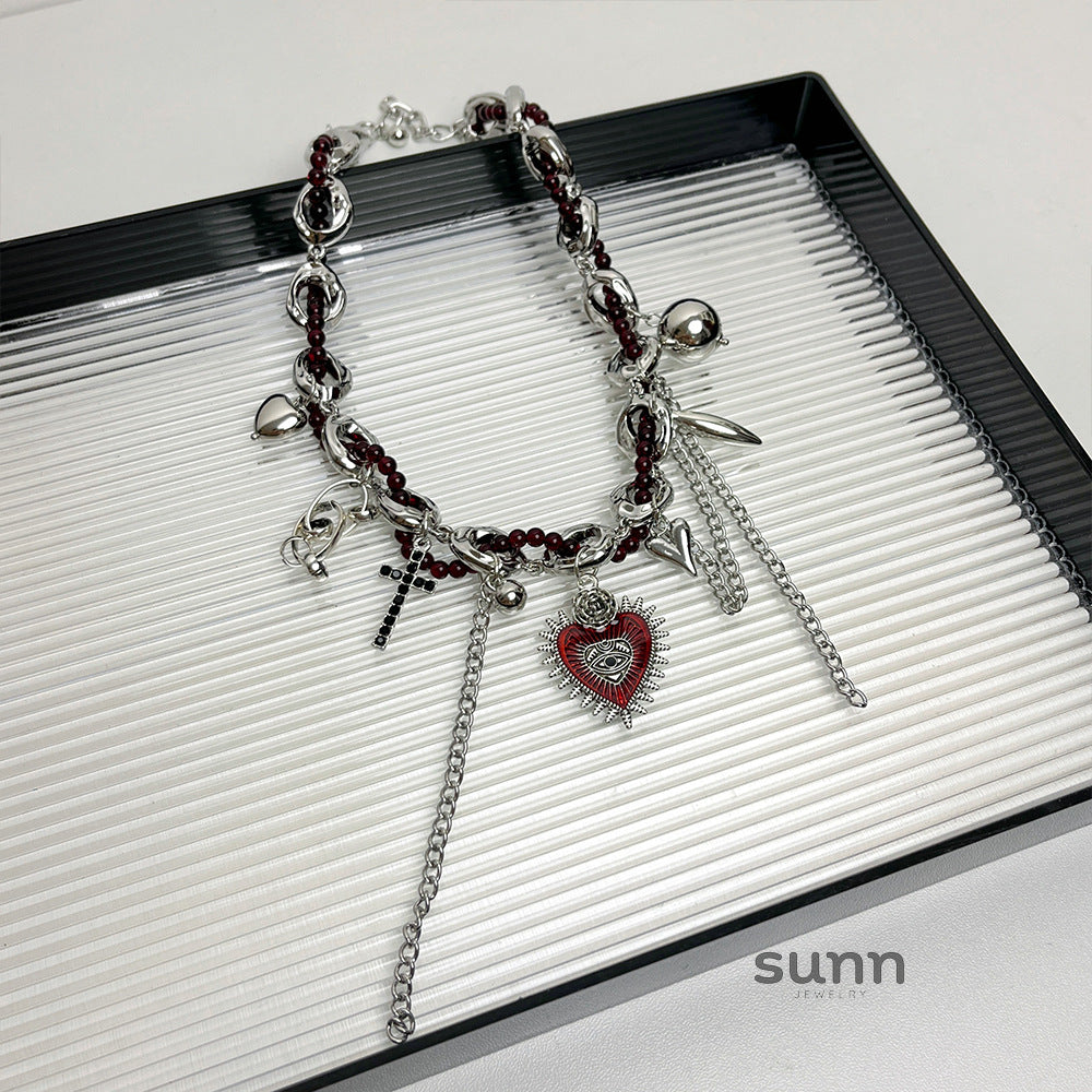Jayani Layered Heart Tassel Necklace [QN6JGWXI]
