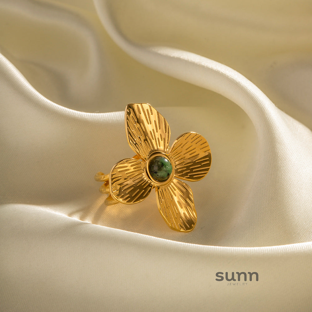 Jayce Matte Flower Turquoise Ring [1ONWQI3S]