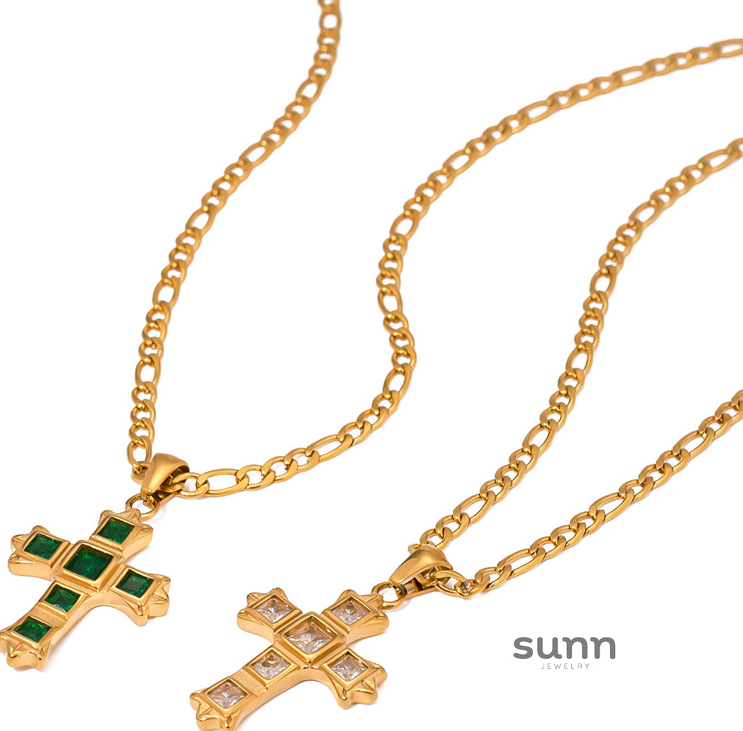 Jaycie Zircon Cross Pendant Necklace [JHBV2ZPC]