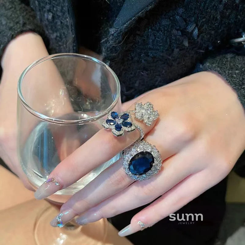Jaylene Deep Blue Snowflake Ring
