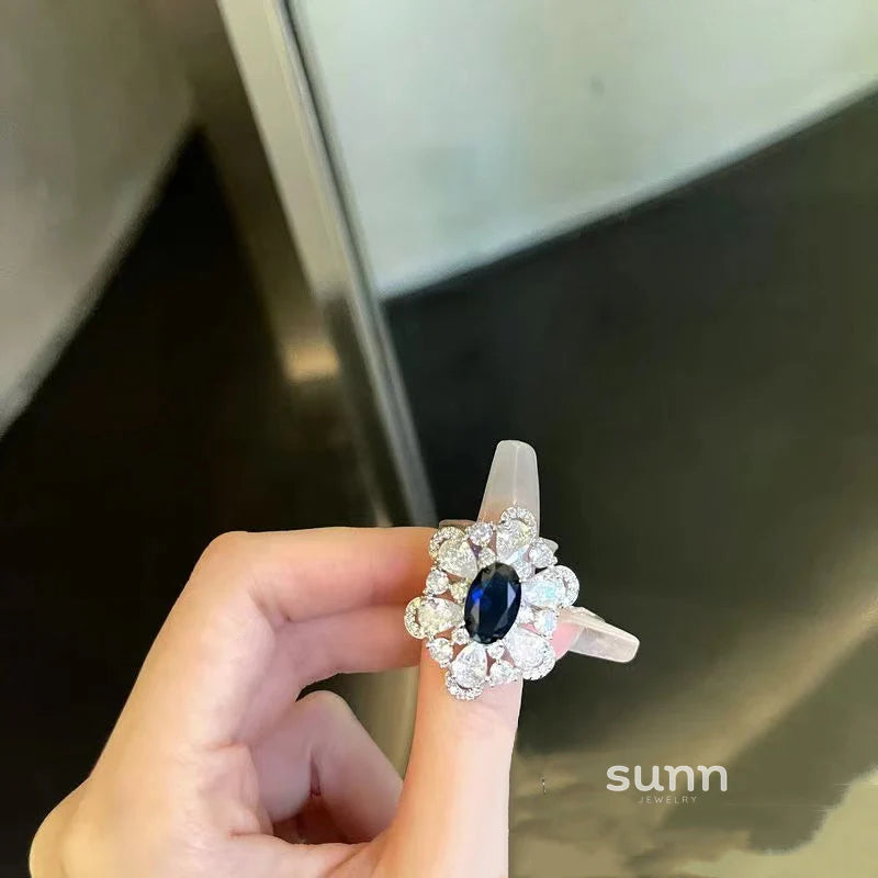 Jaylene Deep Blue Snowflake Ring