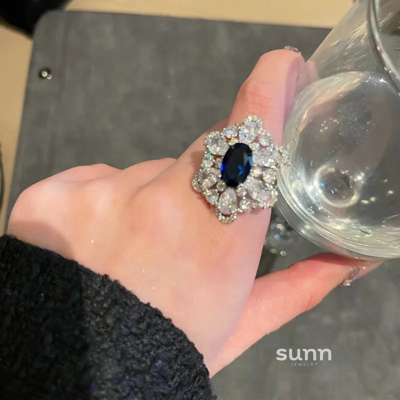 Jaylene Deep Blue Snowflake Ring