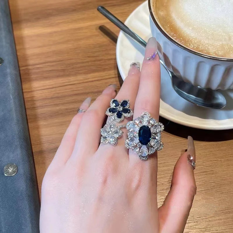 Jaylene Deep Blue Snowflake Ring