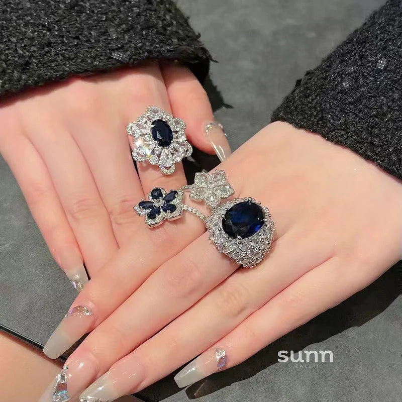 Jaylene Deep Blue Snowflake Ring