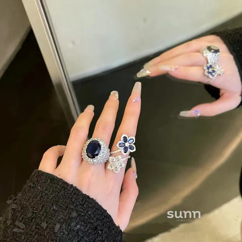 Jaylene Deep Blue Snowflake Ring