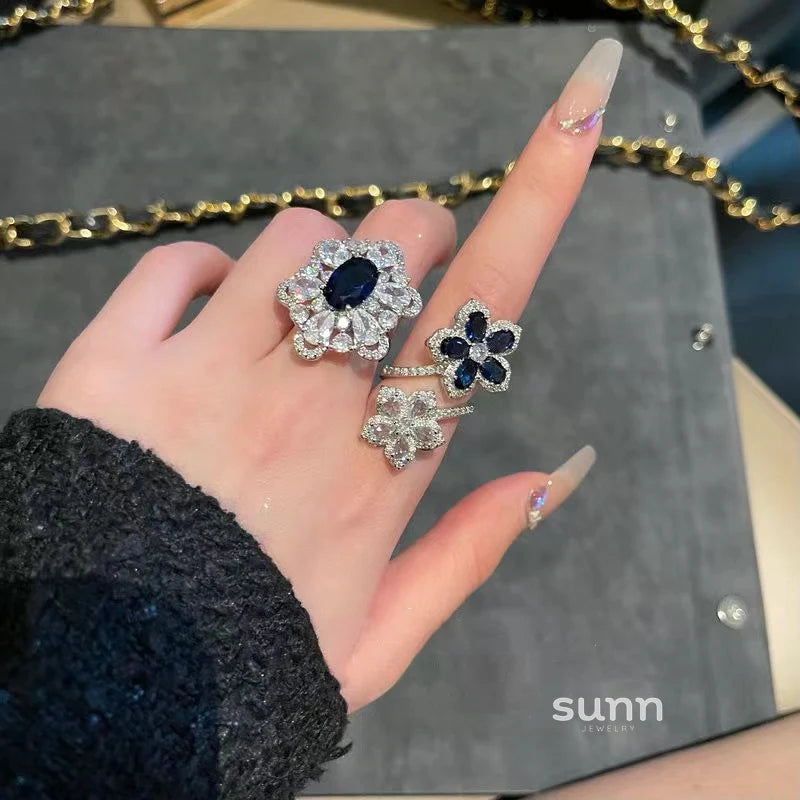 Jaylene Deep Blue Snowflake Ring