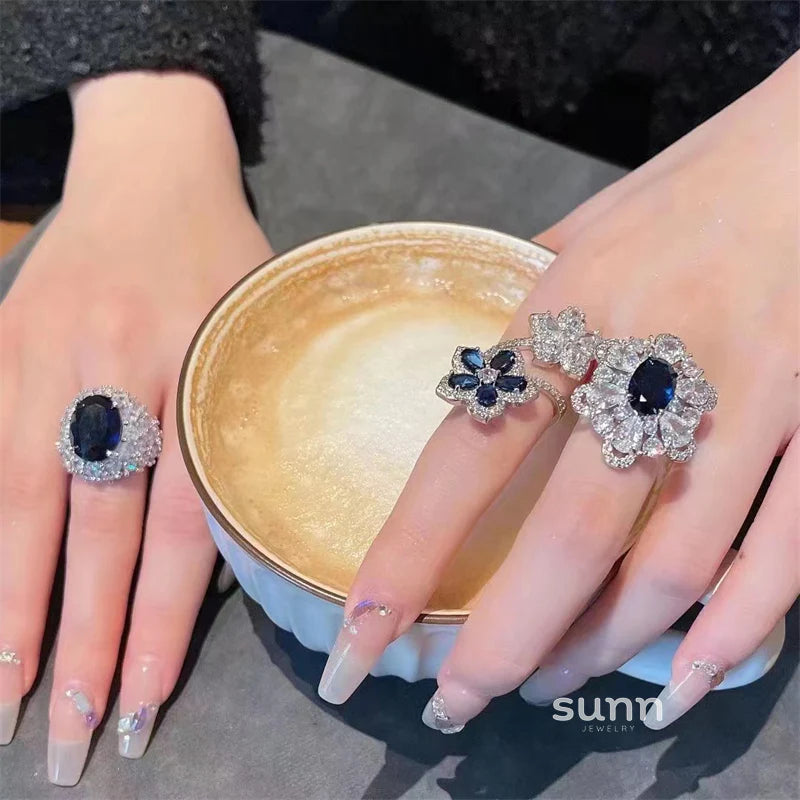 Jaylene Deep Blue Snowflake Ring