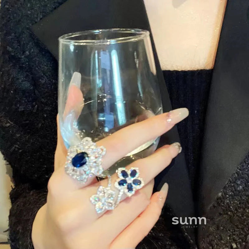 Jaylene Deep Blue Snowflake Ring