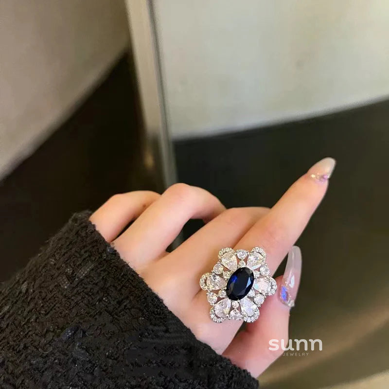 Jaylene Deep Blue Snowflake Ring