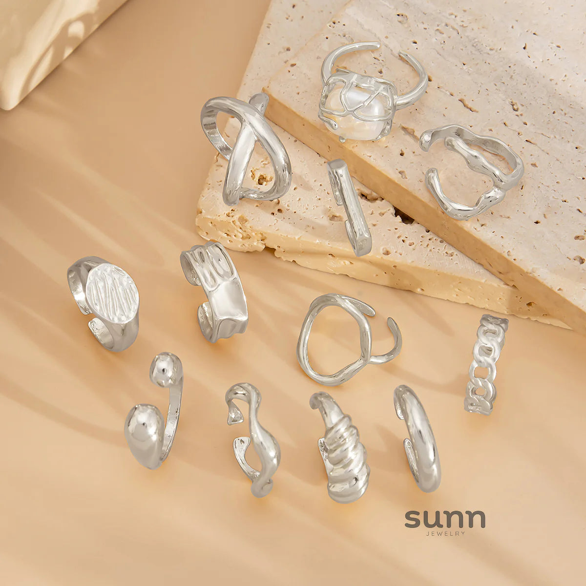 Jayliana Irregular Stackable Ring Set