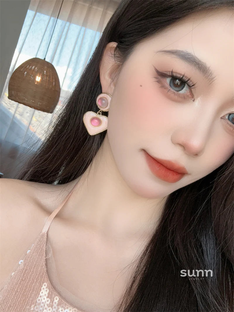 Jaylie Enamel Heart Drop Earrings