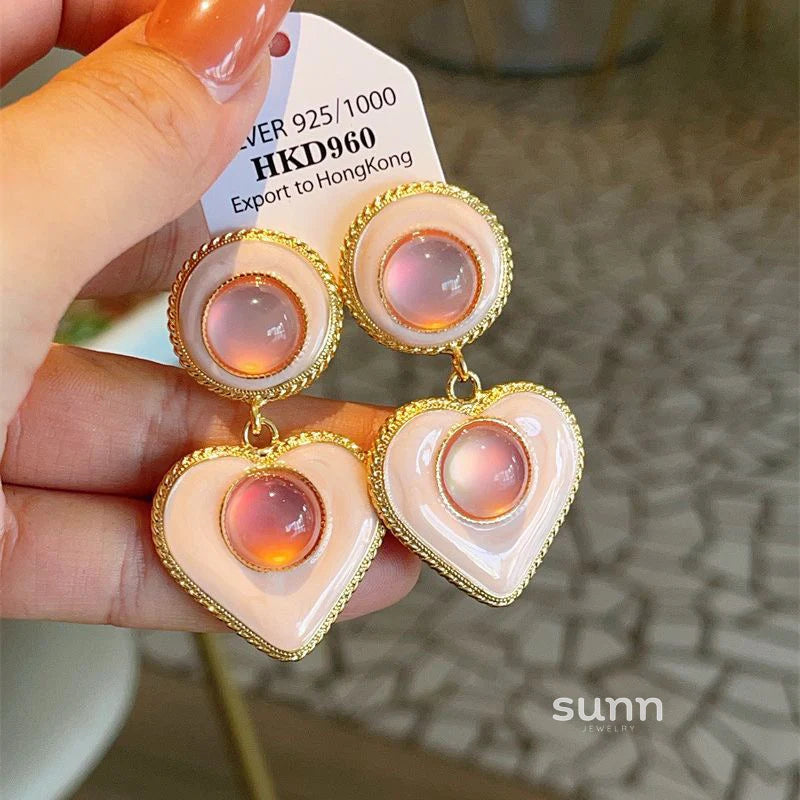 Jaylie Enamel Heart Drop Earrings