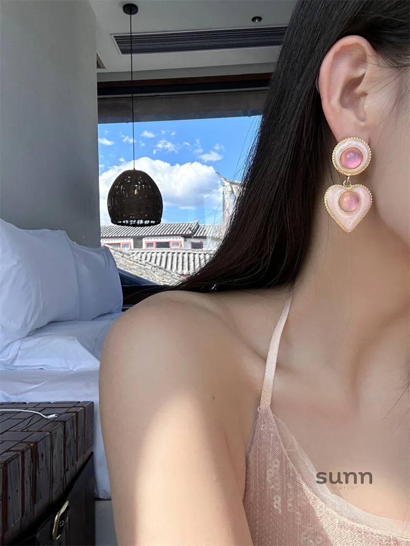 Jaylie Enamel Heart Drop Earrings