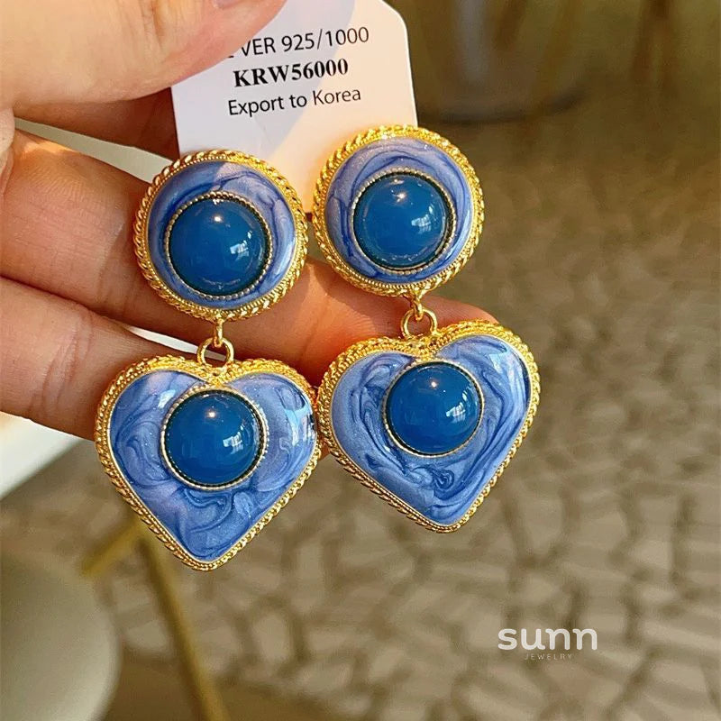 Jaylie Enamel Heart Drop Earrings