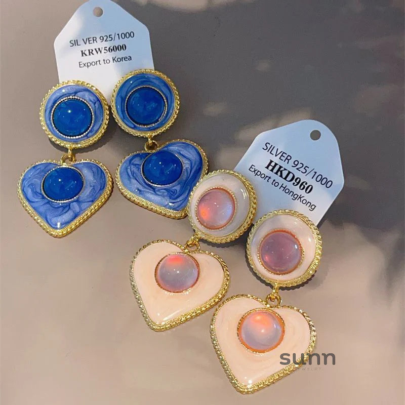 Jaylie Enamel Heart Drop Earrings