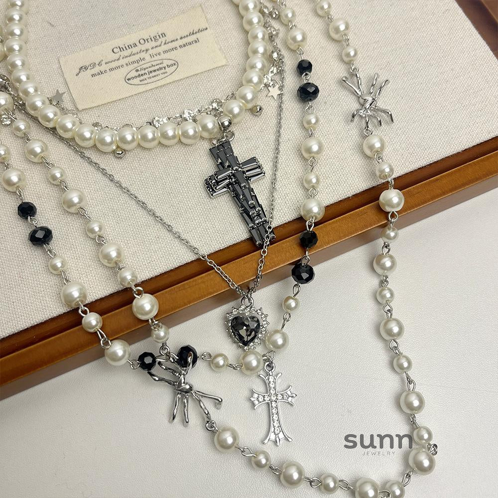 Jaylin Multi-Layered Cross Pearl Necklace [GF29PUNA]