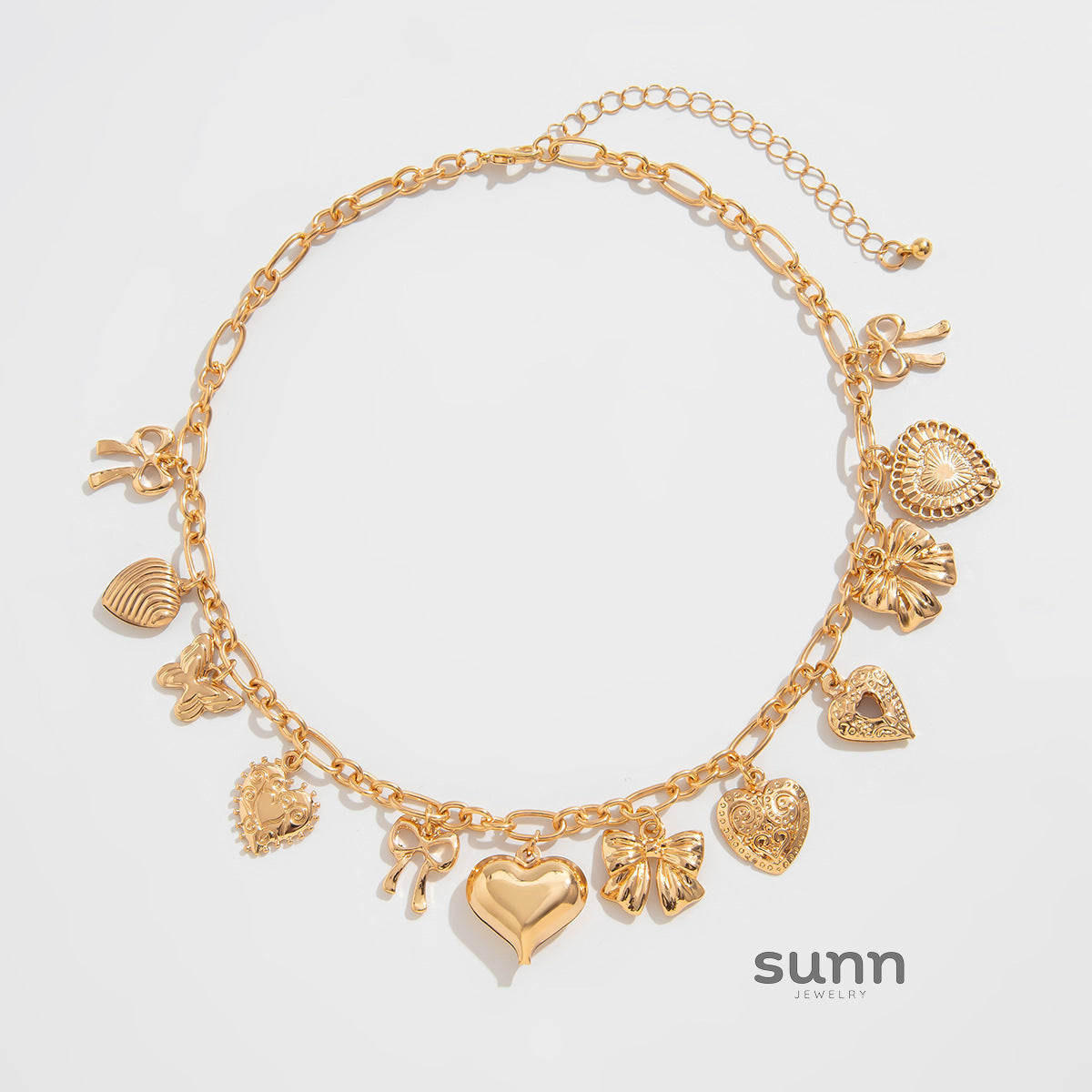 Jayne Heart Bow Tassel Necklace [KGEB951P]