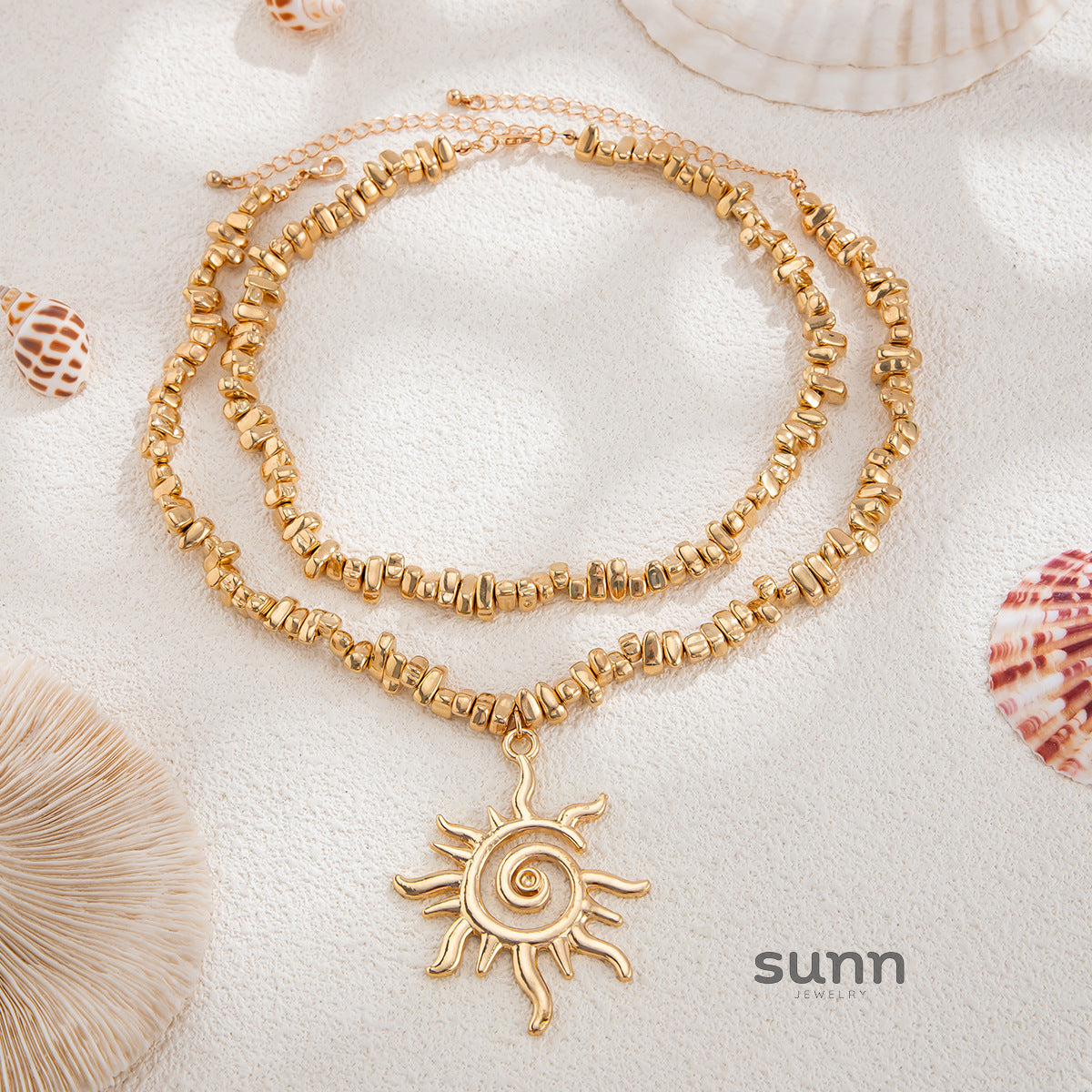 Jayonna Layered Sun Pendant Necklace [72B0PJ9E]